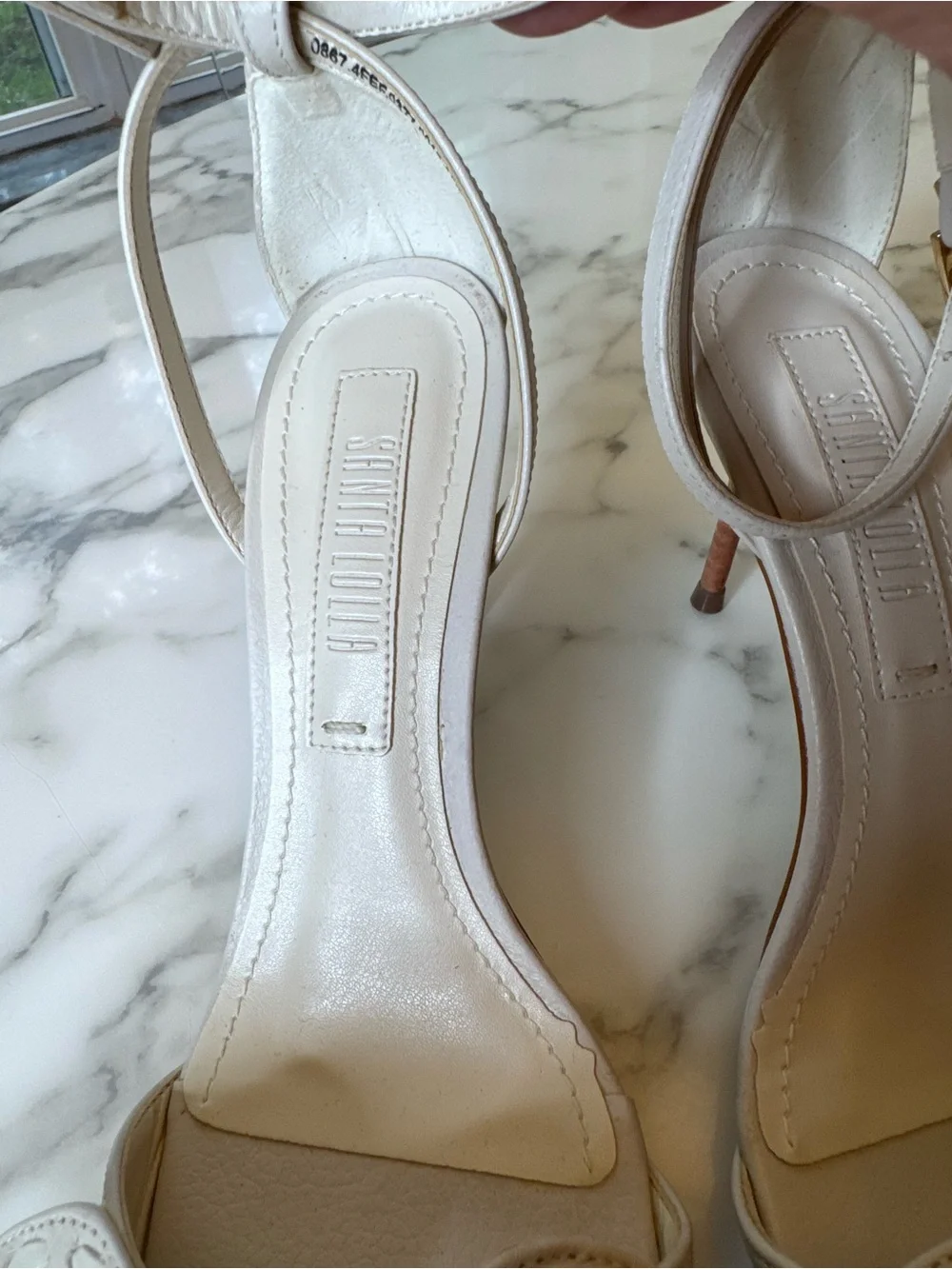 Knot-Bow Ankle-Strap Heels in Cream
